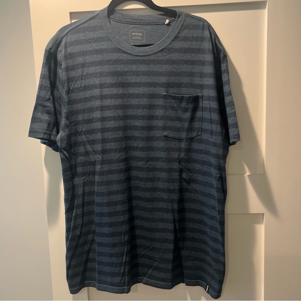 Men’s Prana Short Sleeve Pocket T Shirt Stripes Blue XL